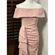 XScape  Womens Gown Dress Pink Ruched Maxi Off Shoulder Side Bow Slit USA 4 New Photo 72