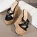 Anthropologie WEDGE HEEL SHOES SANDLE PLATEFORM CORK WOOD LEATHER STRAP NO ANKLE BOHO CHIC Photo 9