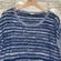 Eileen Fisher Organic Cotton Blurred Blue Striped Sweater MED Photo 3