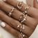 Boutique 7pc Gold engraved rhinestone ring Photo 1