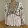 Free People Ivory Low-V Embroidered Long Sleeve Babydoll Top Photo 1