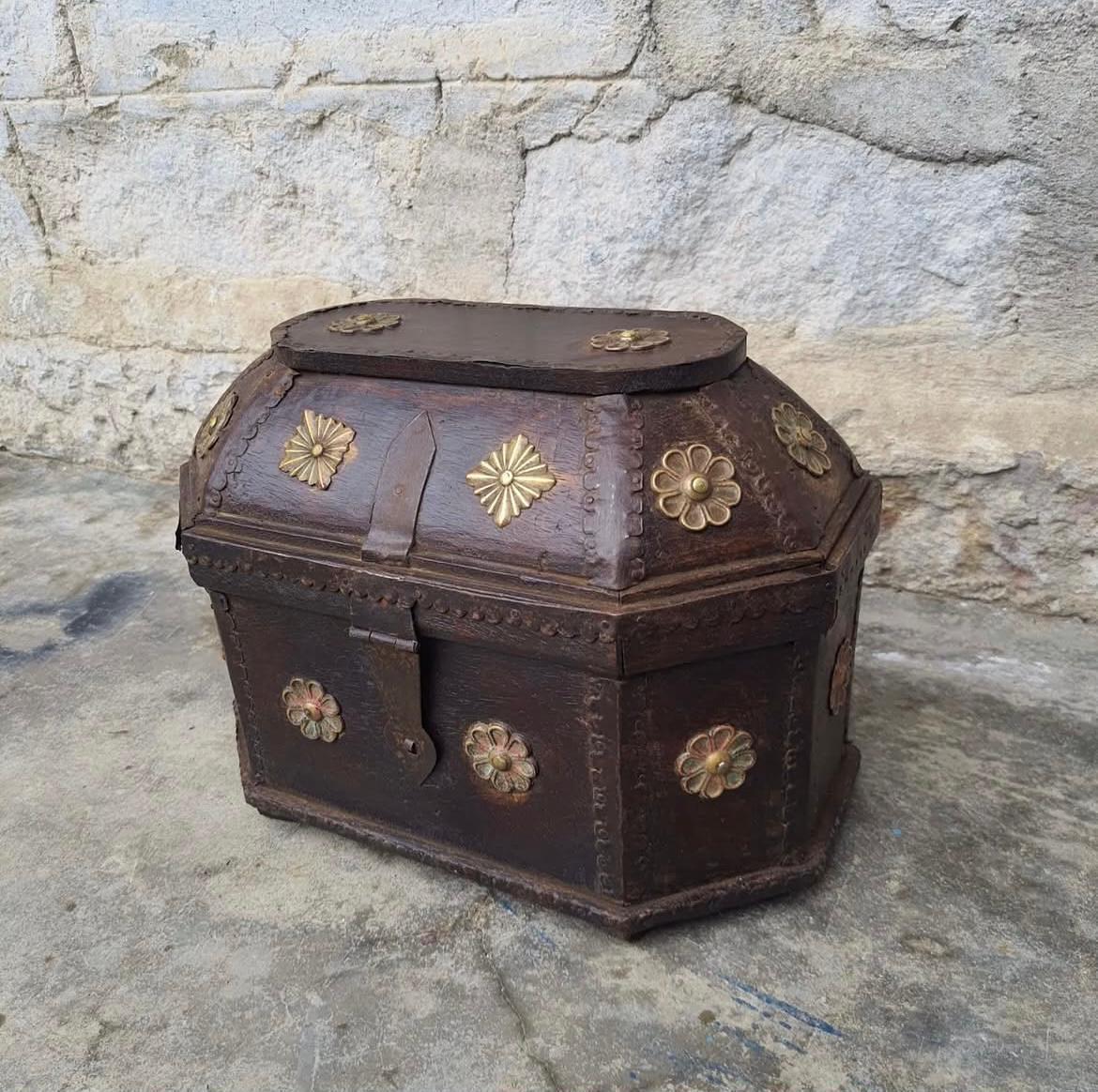 Antique Wooden Box with Brass Fitting