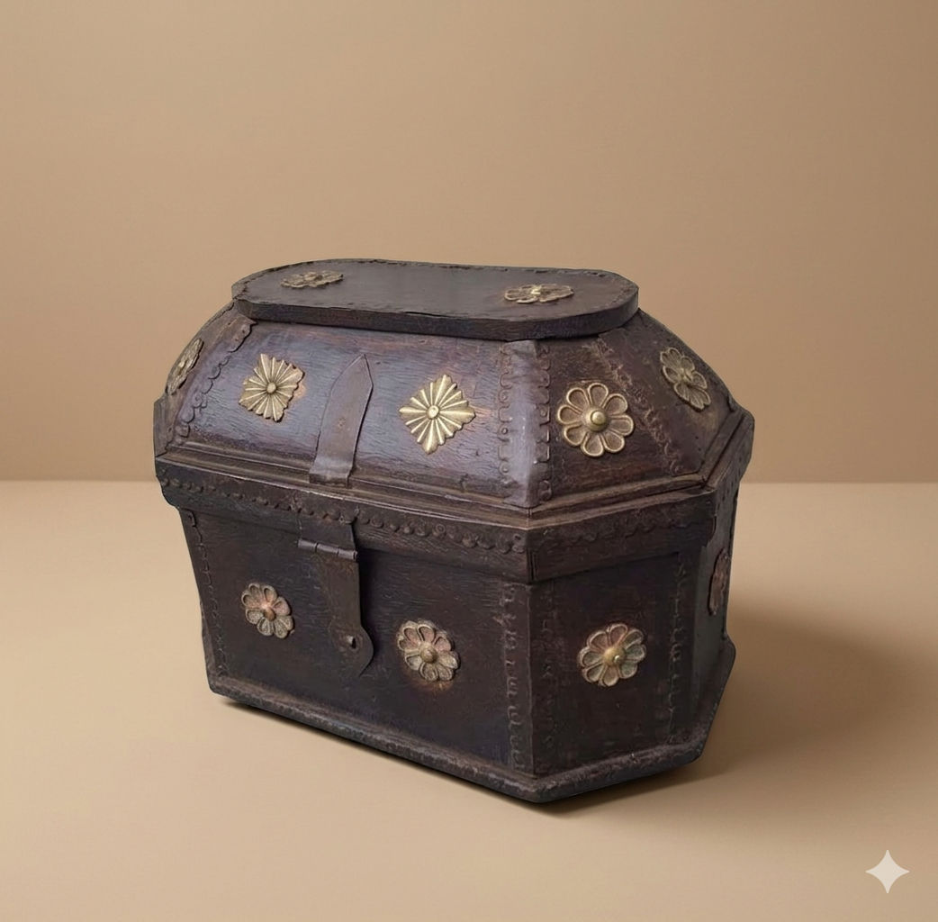 Antique Wooden Box with Brass Fitting