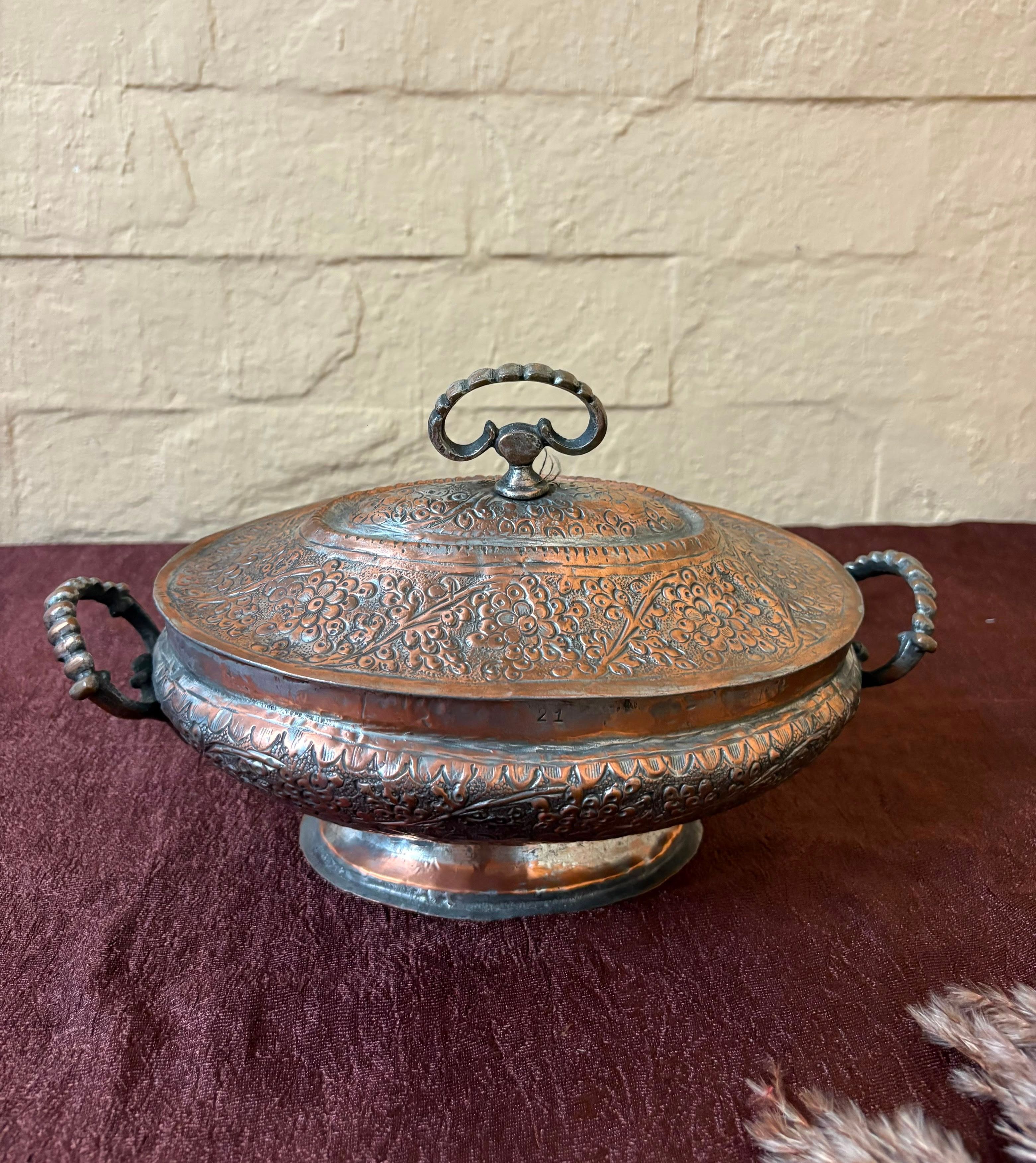 Antique Kashmiri Copper Bowl 