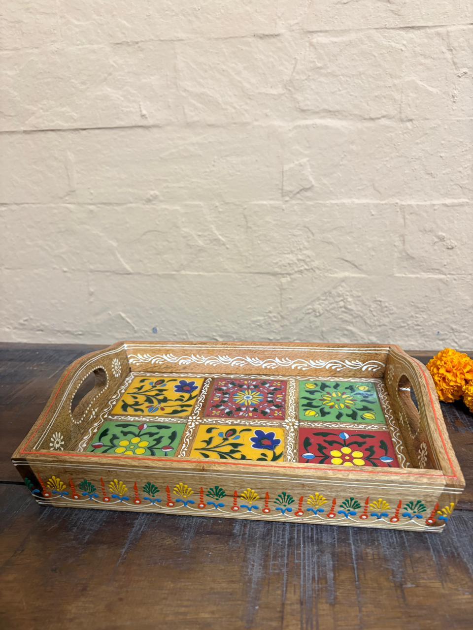 Wooden Tray with tiles 