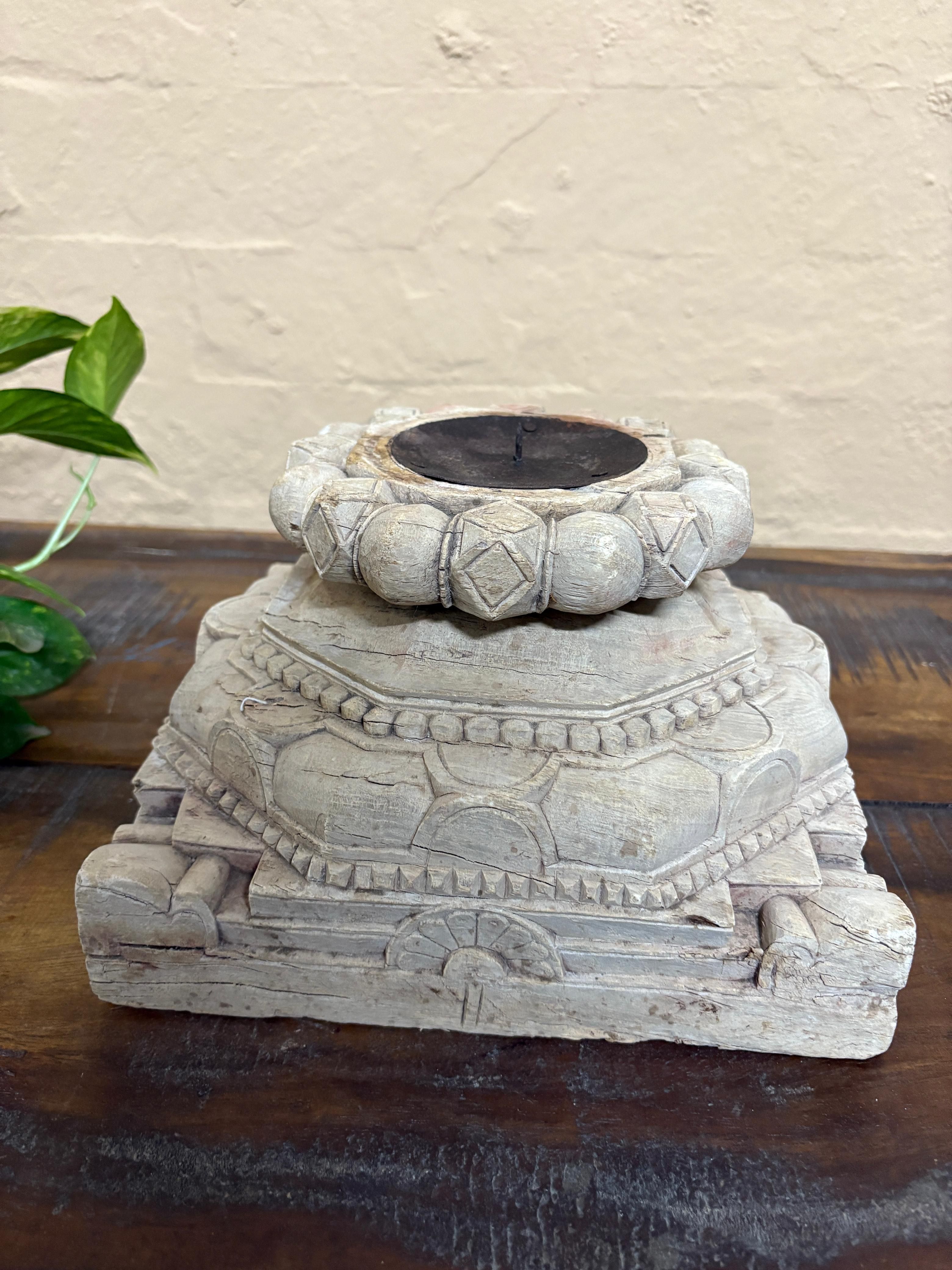 Square Wooden Candle Holder