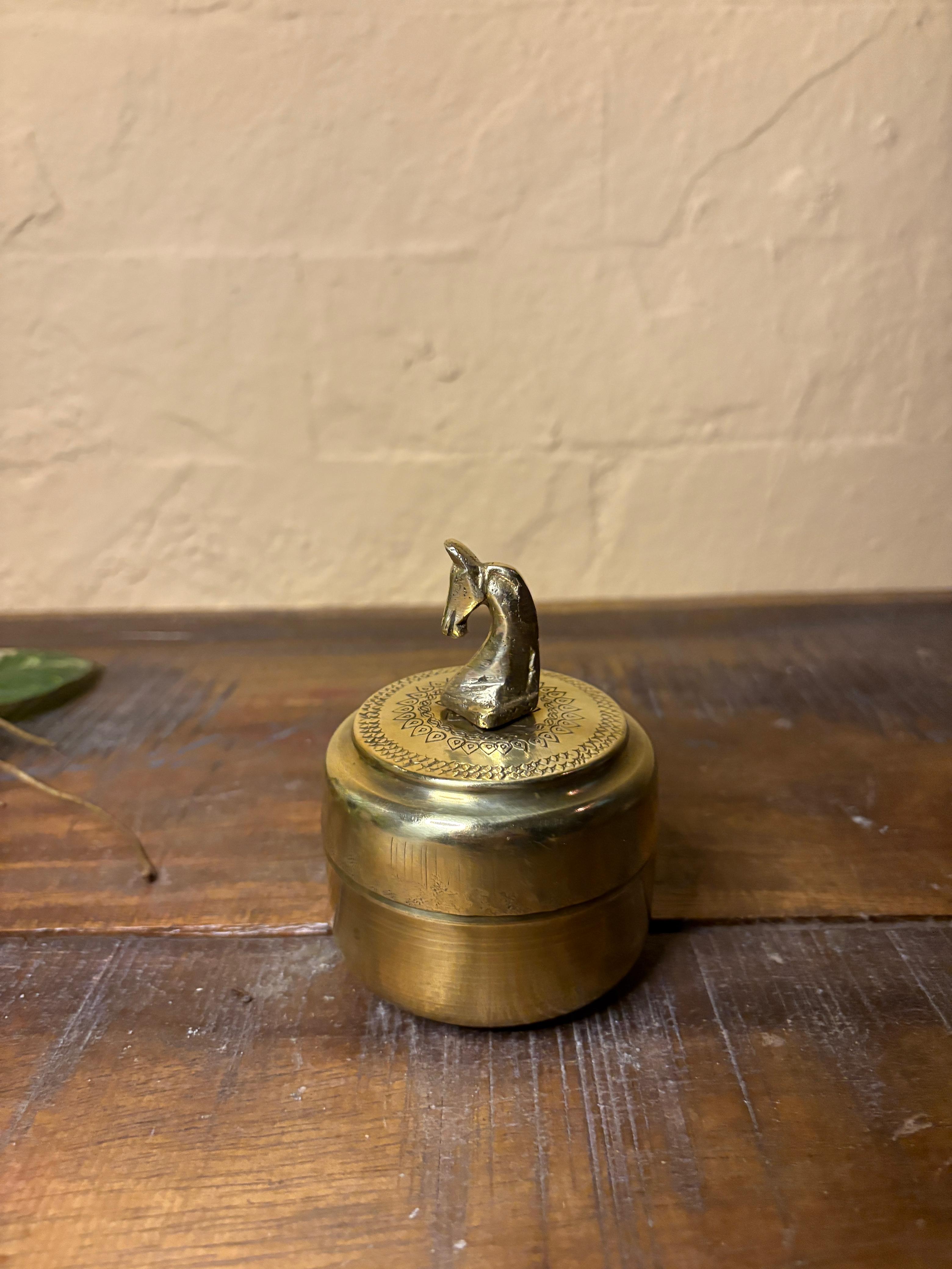 Antique Brass Horse Box (Small)