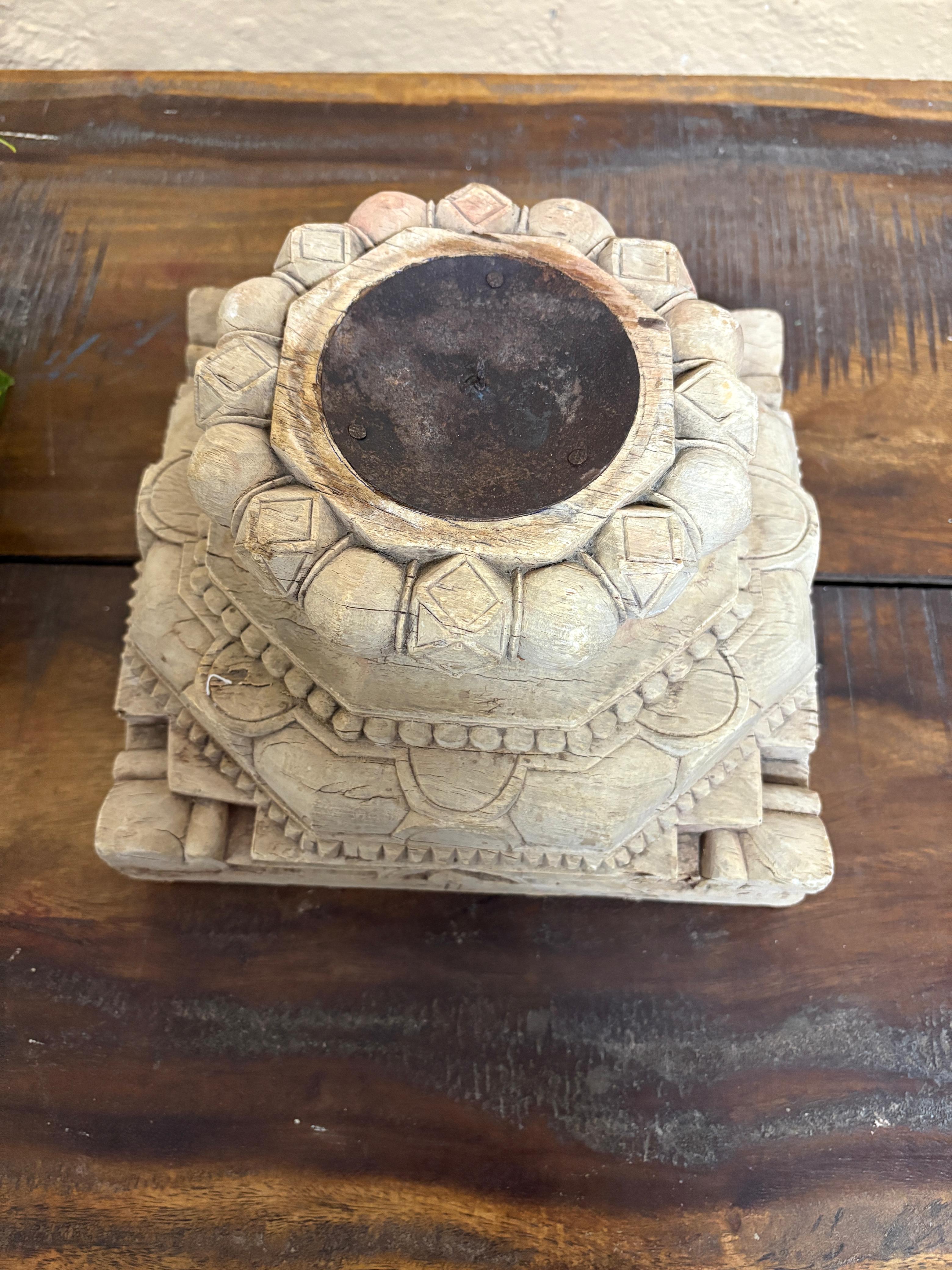 Square Wooden Candle Holder