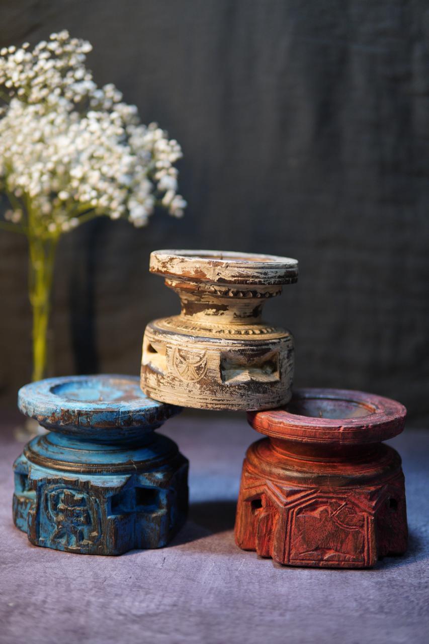 Wooden Candle Holder (Teak)