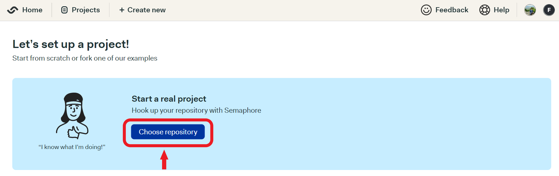 Choose Github Repository with Semaphore