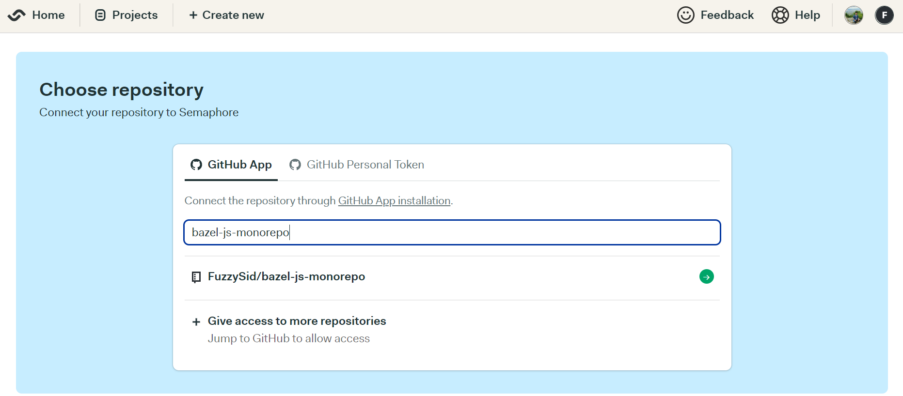 Select Github Repository