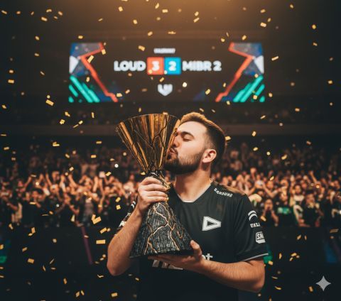 LOUD Valorant Champion Celebration Hyperrealistic Photo