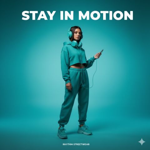 Teal streetwear fashion poster Stay In Motion