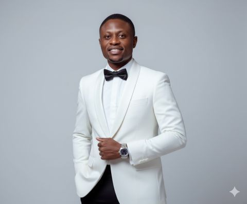 Hyperrealistic elegant man studio portrait 8K