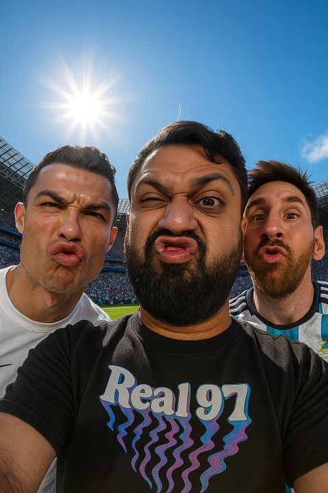 Christiano Ronaldo Messi Silly Selfie 3D Fisheye Stadium