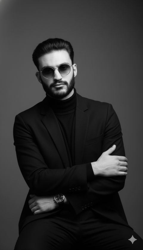 AI Portrait Recreation: Elegant Male Studio Style