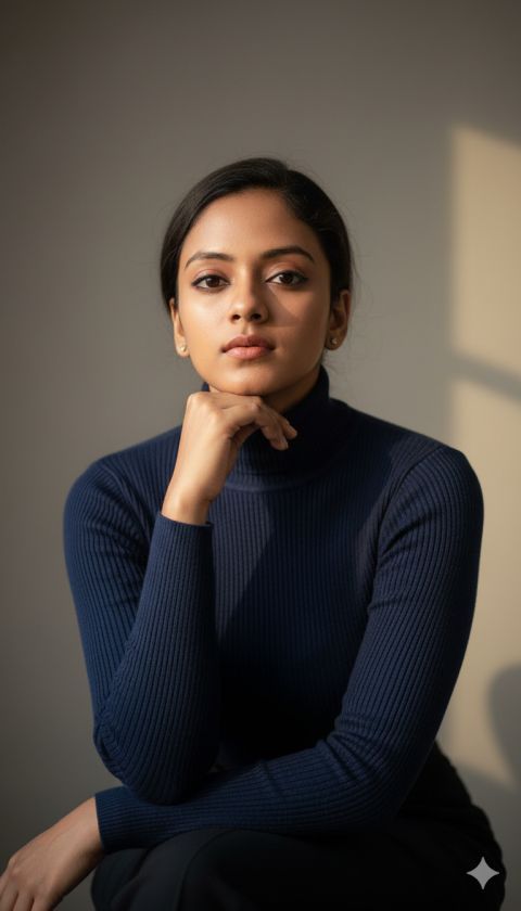 Bold confident portrait young woman elegant dynamic lighting