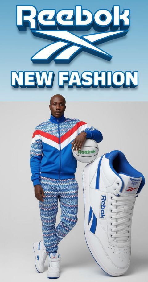Ultra-realistic African man Reebok fashion photo studio