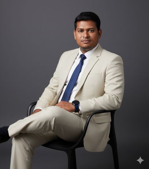 Studio Portrait Man Cream Suit Black Chair Soft Light