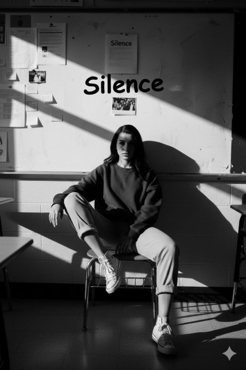 High Contrast Black White Portrait Young Woman Classroom Film Photo