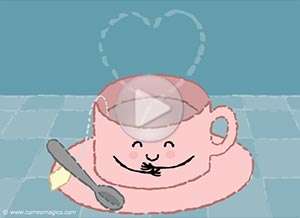  Tarjeta animada de Hola, Un t� que hace muy bien�. 