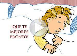  Tarjeta animada de Animo, En cama con un virus. 