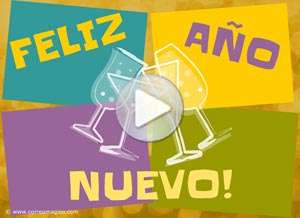  Tarjeta animada de A&ntilde;o Nuevo, Brindis por un feliz a�o. 