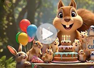  Tarjeta animada de Cumplea&ntilde;os, Cumplea�os en el bosque. 