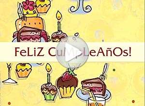  Tarjeta animada de Cumplea&ntilde;os, Muchas cosas ricas. 