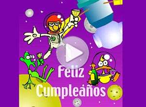  Tarjeta animada de Cumplea&ntilde;os, Cumplea�os espacial. 