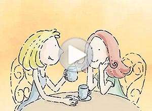  Tarjeta animada de D&iacute;a del amigo, Las buenas amigas son �ngeles. 