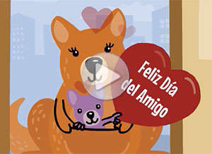  Tarjeta animada de D&iacute;a del amigo, Como no puedo saludarte en persona�. 