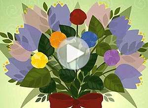  Tarjeta animada de Cumplea&ntilde;os, Un ramo de buenos deseos. 