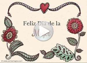  Tarjeta animada de D&iacute;a de la mujer, Amor y alegr�a. 