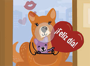  Tarjeta animada de Felicitaciones, Te mando besos en tu d�a. 