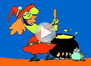  Tarjeta animada de Halloween, Cu�date de la bruja!. 