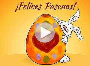  Tarjeta animada de Pascuas, Decorando huevitos. 