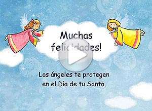  Tarjeta animada de Santos, Los �ngeles te protegen. 