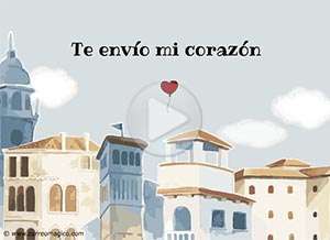  Tarjeta animada de Te extra&ntilde;o, Te env�o mi coraz�n. 