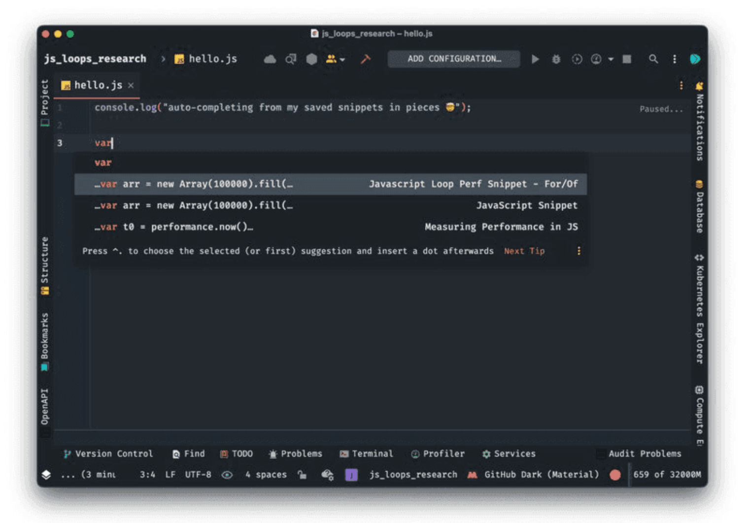 A code snippet in IntelliJ.