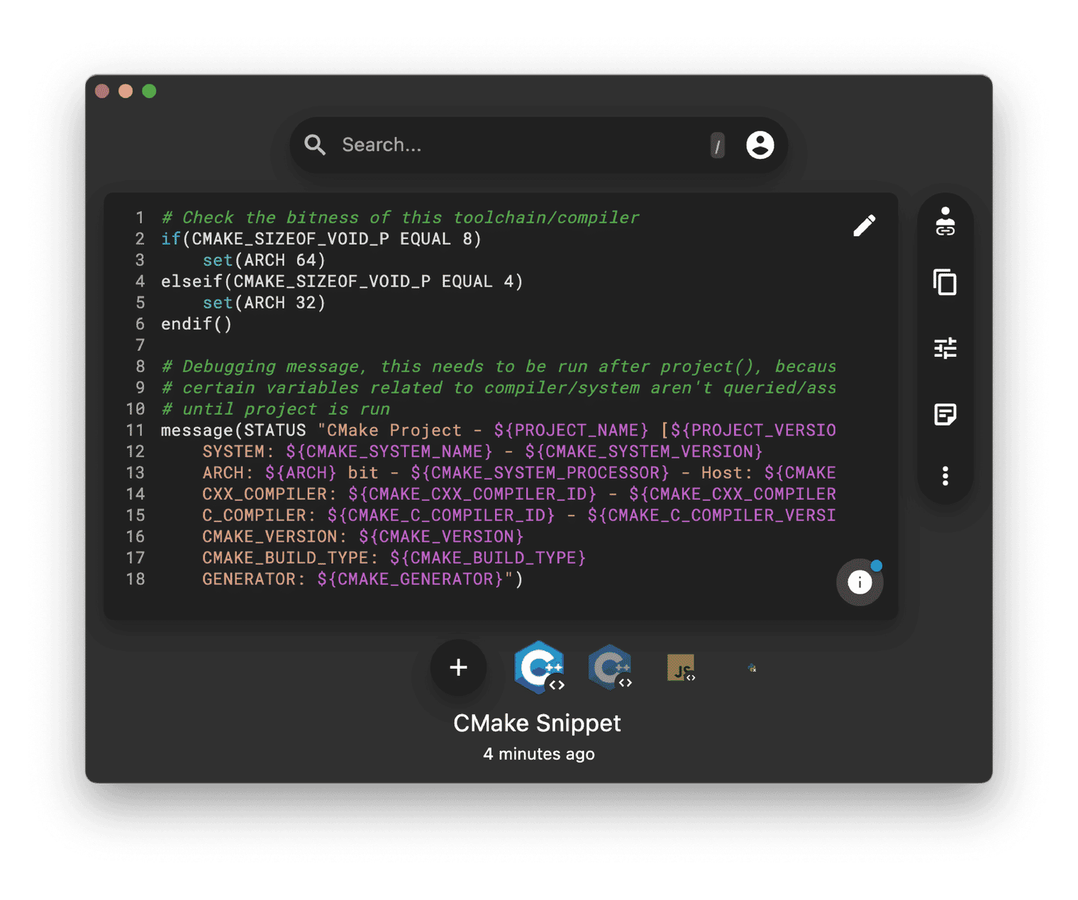 Code saved in the Pieces desktop app.