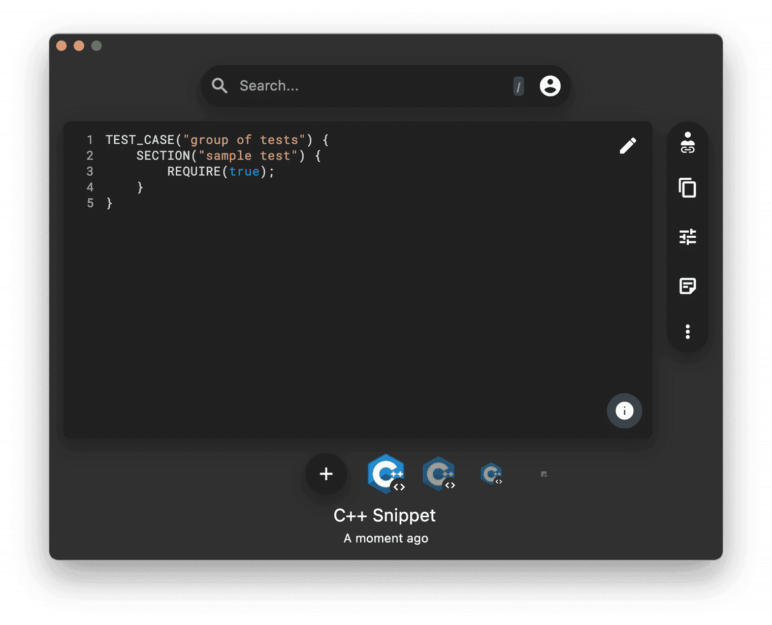 A testing boilerplate snippet.