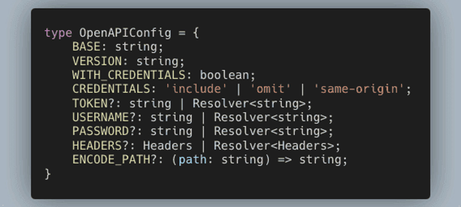 The API client config.