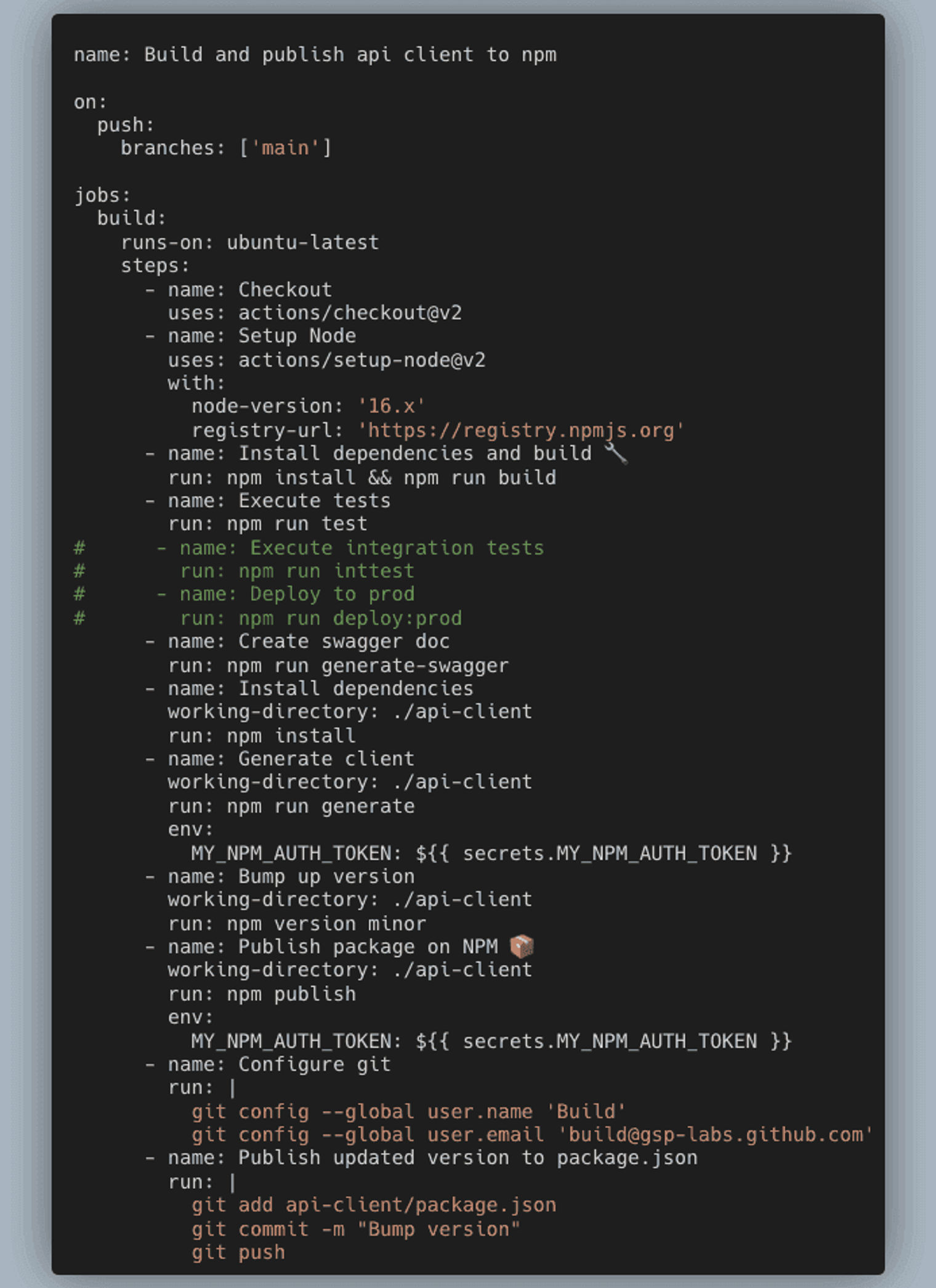 The full GitHub Actions workflow.