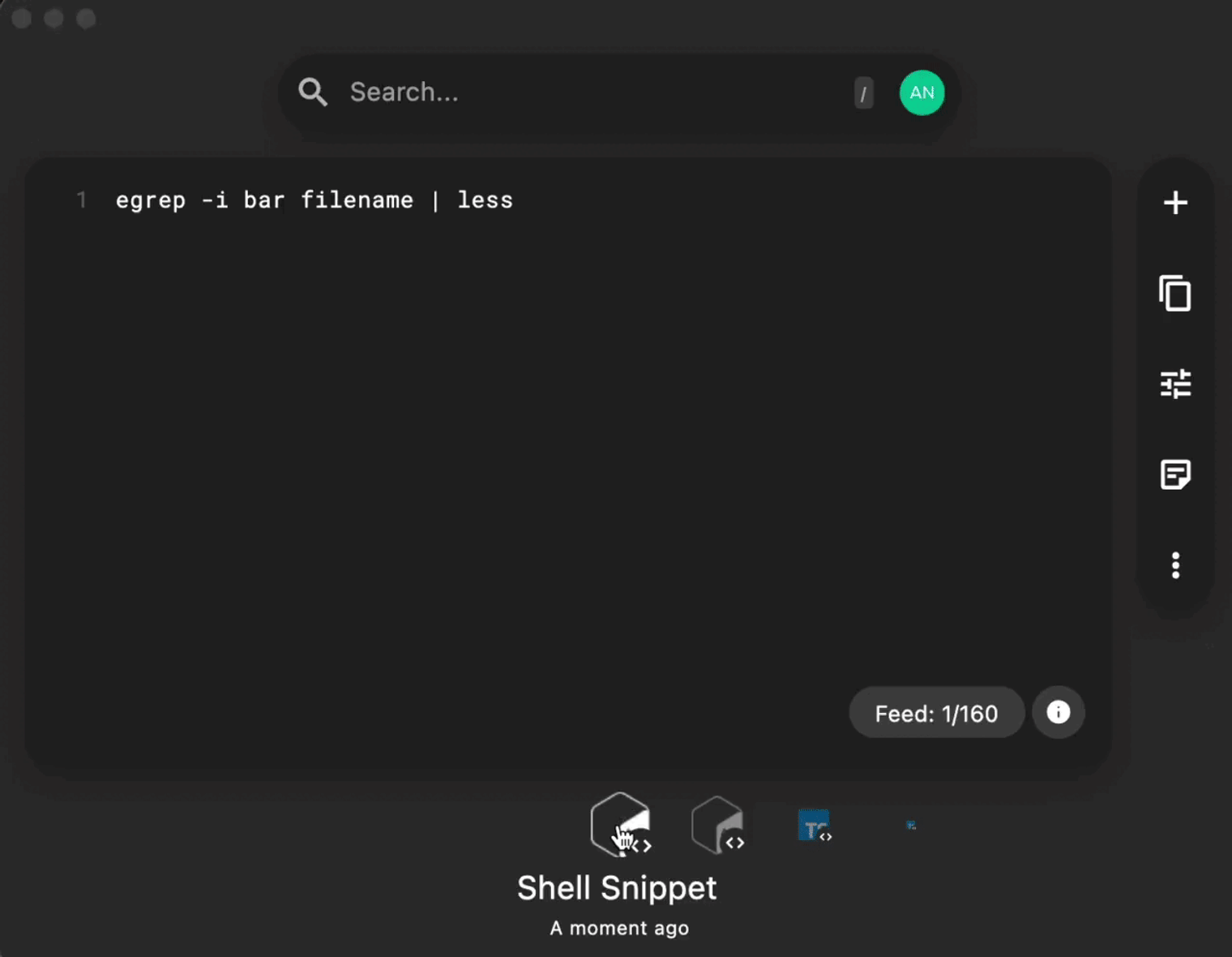 Searching for a code snippet instead of using a code bookmark.