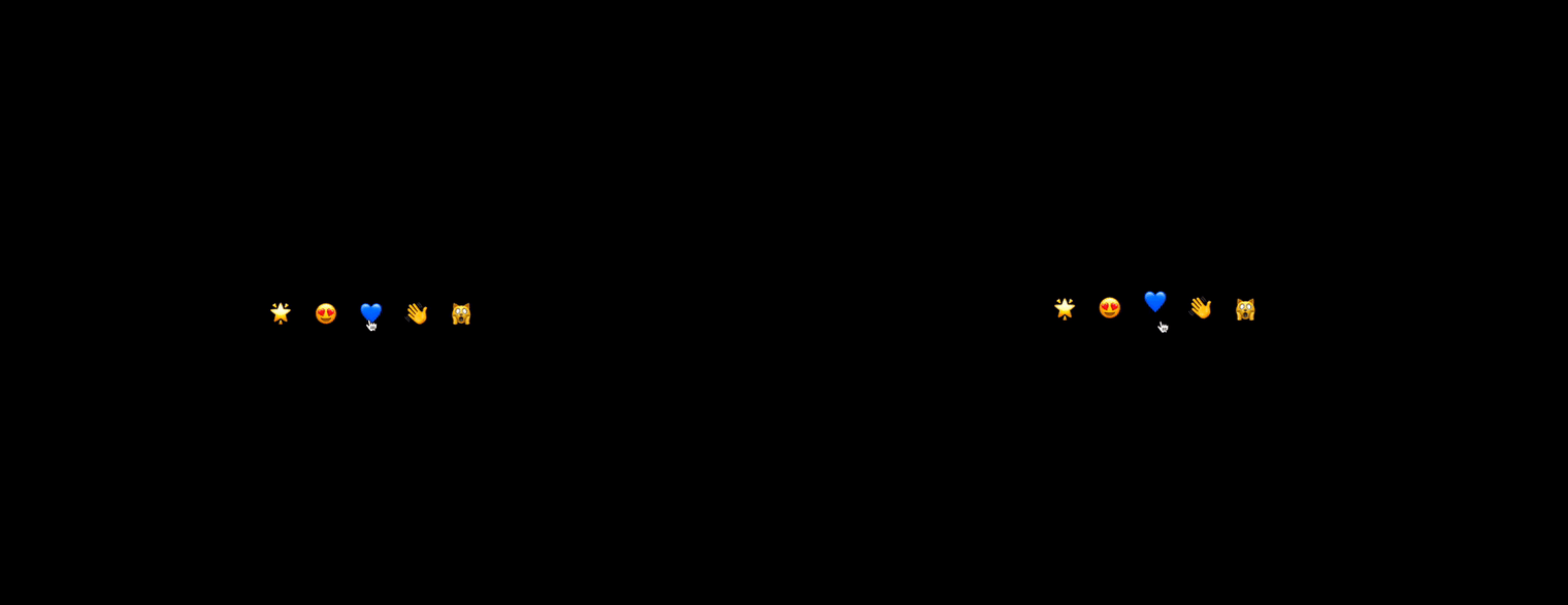Emojis expanding on hover.