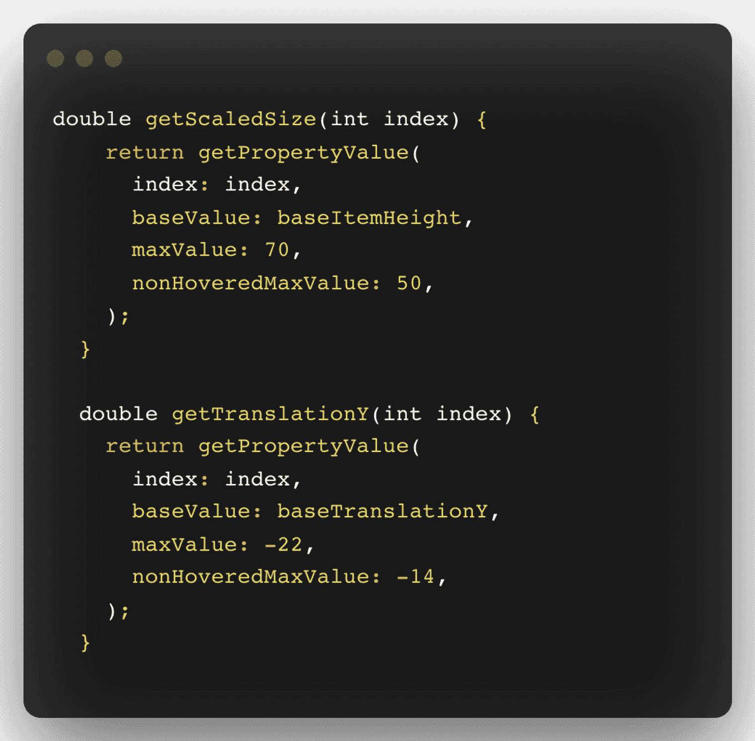 A Flutter code snippet.