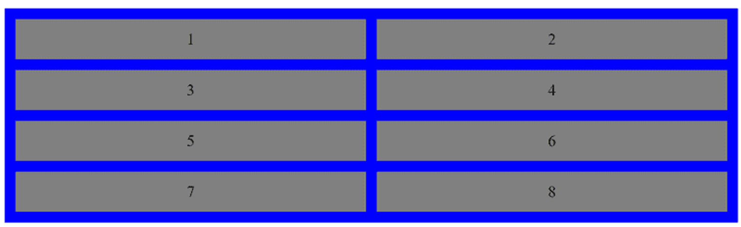 Eight evenly sized cells in two columns.