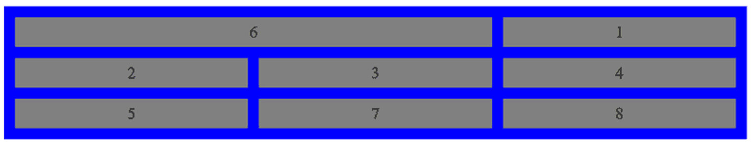 Eight cells split over three columns.