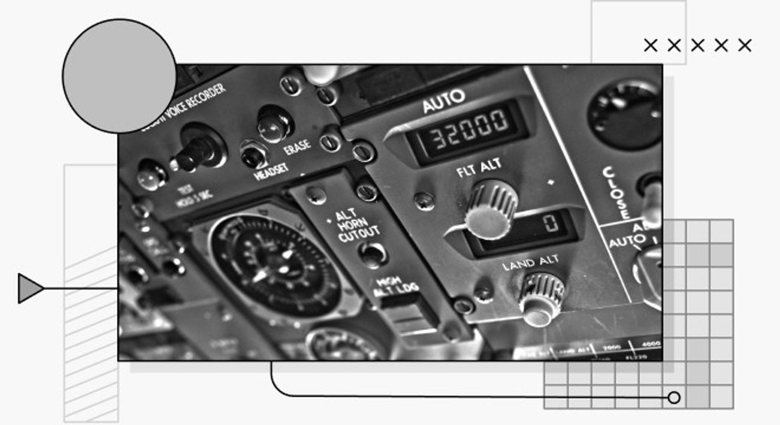 Bank of control dials and knobs.